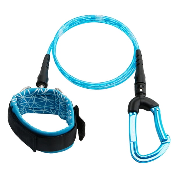 Cordón de apnea ajustable de material acero inoxidable con muñequera de buceo profesion Cuerda de seguridad para ejercicio subacuáticos Apnea , Azul