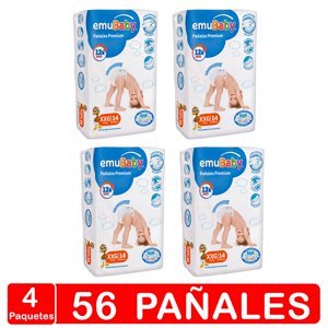 Pañales Emubaby Premium Manga X4- Talla Xxg - 56 Pañales