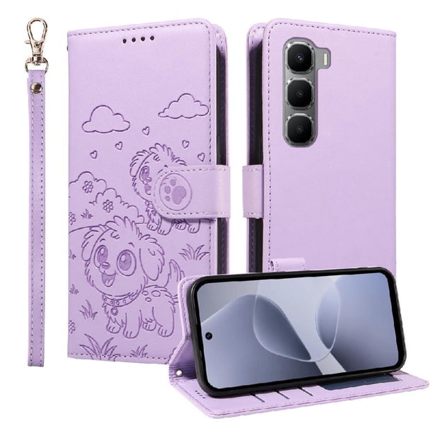 Funda Billetera FOXDOCK Compatible con Infinix Hot 60i 4G, Diseño Perrito Tierno, Ranuras para Tarjetas y Soporte Plegable