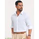 thumbnail image 4 of INSPIRE CHIC Camisa de Hombre de Seersucker a Rayas de Manga Larga con Botones y Textura S Blanca, 4 of 5