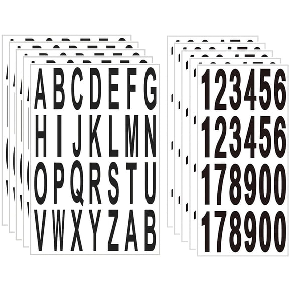 Pegatinas SIXQJZML, 10 hojas, 3 x 2,5 cm, números y letras para buzones