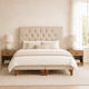 thumbnail image 1 of Cama 2 plaza Capitoné  + Respaldo 2P Capitone Beige  + Colchón 2P Mery Desing, 1 of 11