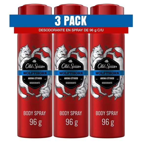 Pack Spray Old Spice 3 Desodorantes Hombre Wolfthorn Hombre, 1 Un