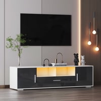 M&Ms - Fashiontv Stand,Tv Cabinet,Entertainment Center Tv Station,Tv Console,Console With Led Light Belt, Light Belt Can Be Remote Control,With Cabinets,Open Cells,For The Living Room,Bedroom,White+Dark Gray