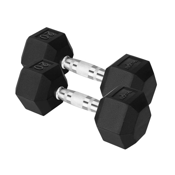 Par de mancuernas Yes4All de hierro fundido cromado con empuñadura hexagonal de 9 kg (20 libras)