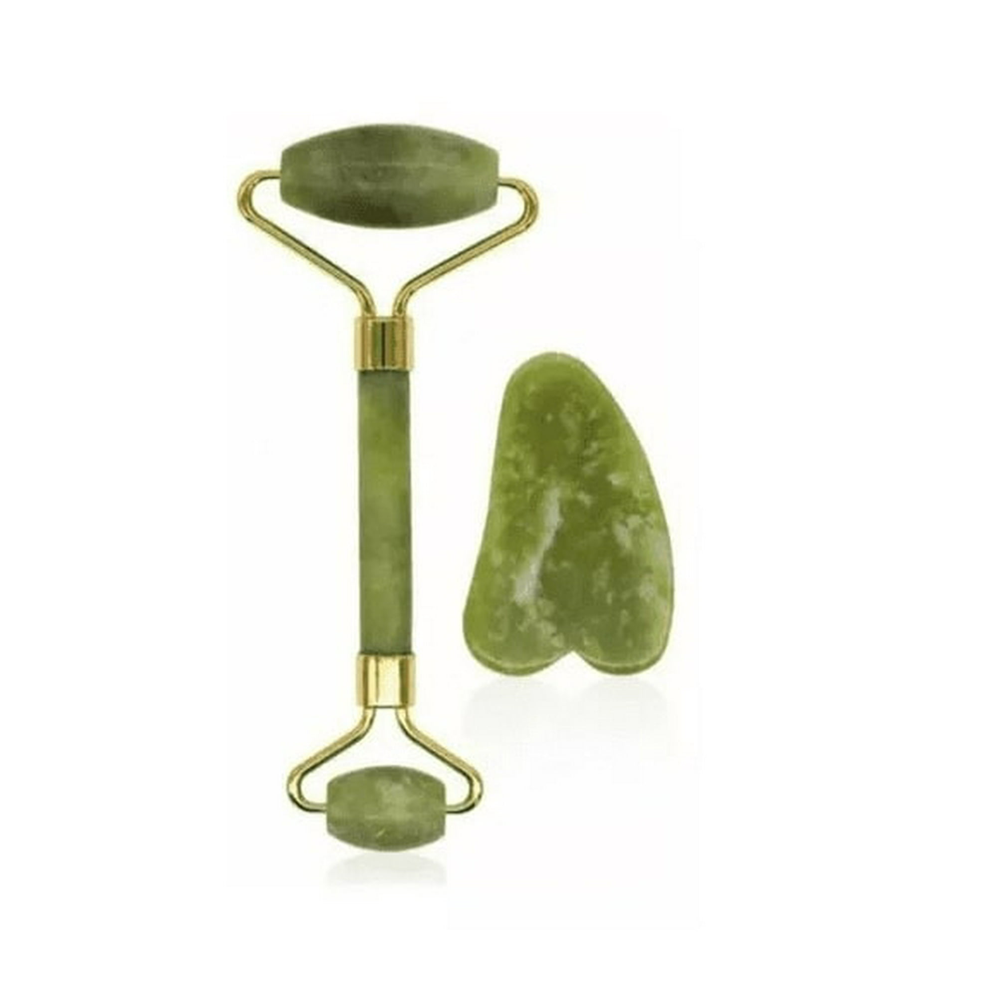 Genérico - Set Rodillo Roller De Piedra Jade Masajeador Facial Gua Sha