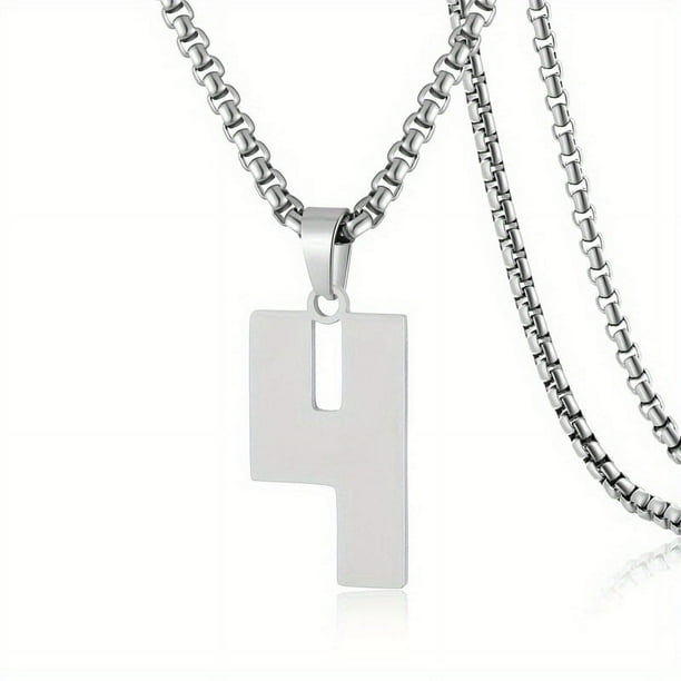 1pc Stylish Stainless Steel Men's Athletes Number Pendant Necklace - Perfect for Baseball, Basketball, and Football Teams - Long Chain Necklace with Sports Number - Ideal Gift for Boys