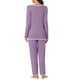 thumbnail image 3 of INSPIRE CHIC Conjunto de Pijama de Mujer de Rayón con Manga Larga y Cuello con Muesca, Ropa de Dormir con Ribete en Contraste, Conjunto de Pantalones Suaves para Estar en Casa M Púrpura, 3 of 6