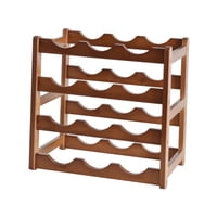 Bothyi - Decoración De Exhibición De Vino Tinto, Organizador De Almacenamiento De Superficie Lisa, Estante De Madera Para Vino, 4 Capas, 12 Botellas