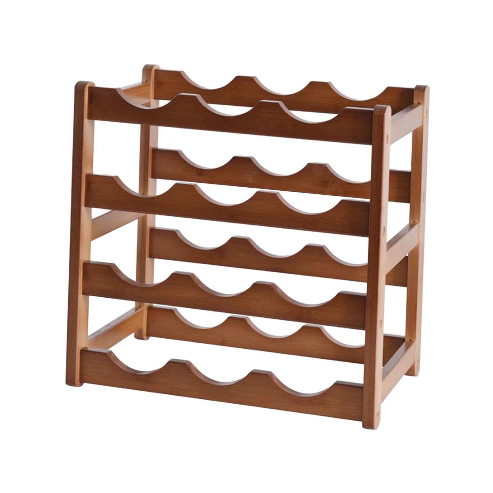 Bothyi - Decoración De Exhibición De Vino Tinto, Organizador De Almacenamiento De Superficie Lisa, Estante De Madera Para Vino, 4 Capas, 12 Botellas