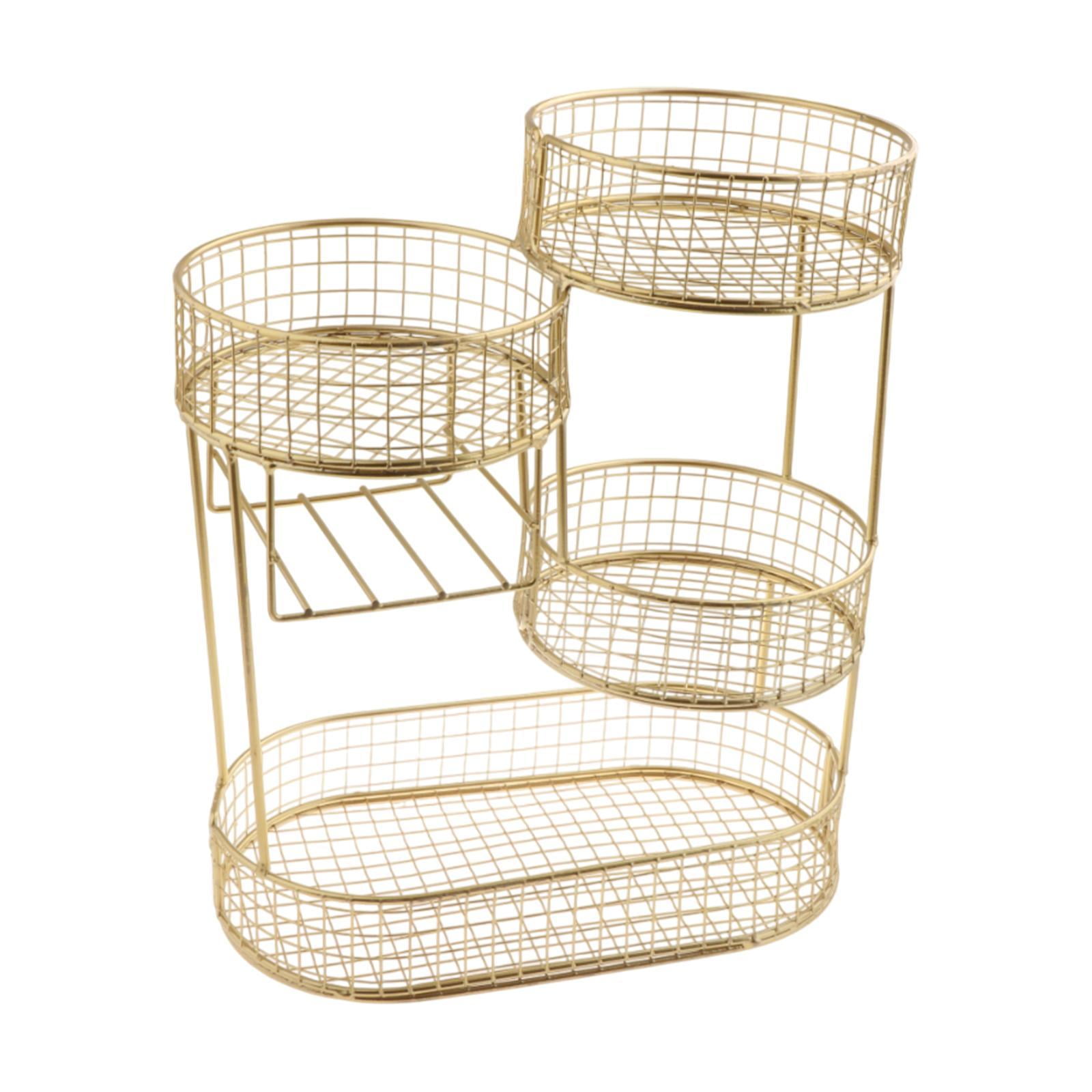 Magideal - Cesta De Frutas De Metal, Soporte Para Frutas, Cesta De Almacenamiento De Alambre De Metal Que Ahorra Espacio, Estante De Almacenamiento De Verduras Oro