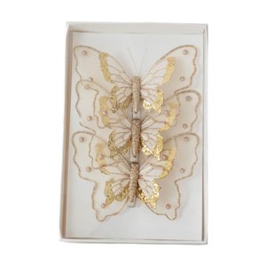Magideal - 3 Decoraciones Navideñas De Mariposas, Mariposas Brillantes, Decoración De Pared Para Chimenea, Mariposas Colgantes Con Clip Para Corona De Cumpleaños