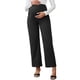 thumbnail image 1 of INSPIRE CHIC Pantalones de Maternidad de Pierna Ancha para Mujeres Sobre el Vientre Elásticos y Extensibles con Bolsillos Negro X-Large, 1 of 6