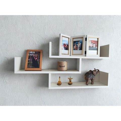 Viely Design - Set Triple Repisas Flotantes Corchete Blancas