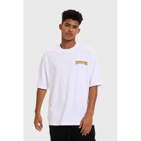 Fashionspark - Polera Hombre Print Flamas Blanco