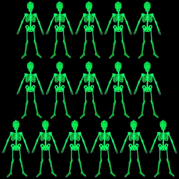Decoraciones luminosas de esqueletos Droutti para Halloween, 30 cm, 16 unidades