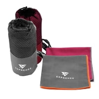Exprenee - Set 3 Toalla Microfibra Natacion Viaje Pack 2 Gris Fucsia