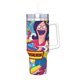 thumbnail image 2 of Hamburguesas de Bob Vaso aislado de acero inoxidable con asa, diseño temático, regalo para familia, amigos y fans; incluye pajita y encaja en el portavasos estándar, 40 oz, 2 of 6