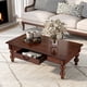 thumbnail image 1 of Rectangular Wooden Coffee Table with Storage Drawer, Vintage Cocktail Table with Solid Wood Gourd-Shaped Legs for Living Room,No-Tools Assembly (Walnut), 1 of 3