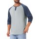 thumbnail image 5 of Edición INSPIRE CHIC Camisetas de Hombre Manga Larga Raglán Casual Béisbol Henley Tallas 2XL Gris Marino, 5 of 6
