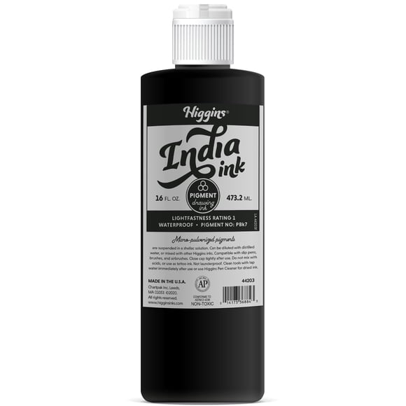 Tinta para dibujo Higgins India negra pigmentada 473 ml