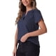thumbnail image 4 of INSPIRE CHIC Blusa de lunares impresa para mujer de regreso a clases, cuello en V, manga corta, top para usar en el trabajo, talla M, azul oscuro, 4 of 6