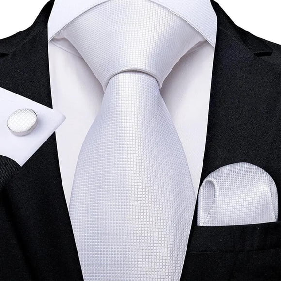 Corbatas Seda Hombres, Paño Y Colleras. Modelos De Un Tono blanco Talla Única