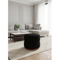 Muebles New - Puff Giratorio Negro Lino