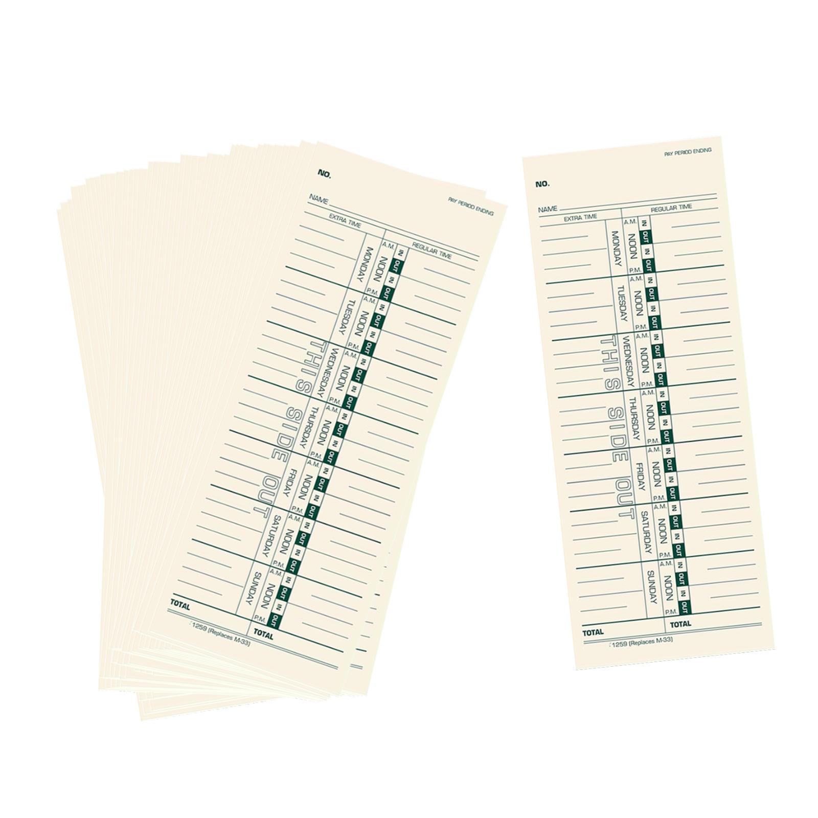 Ioensy - 50 Tarjetas De Tiempo Para Oficina, Equipo De Reloj, Tarjetas De Tiempo Para Empleados Y Empresas.