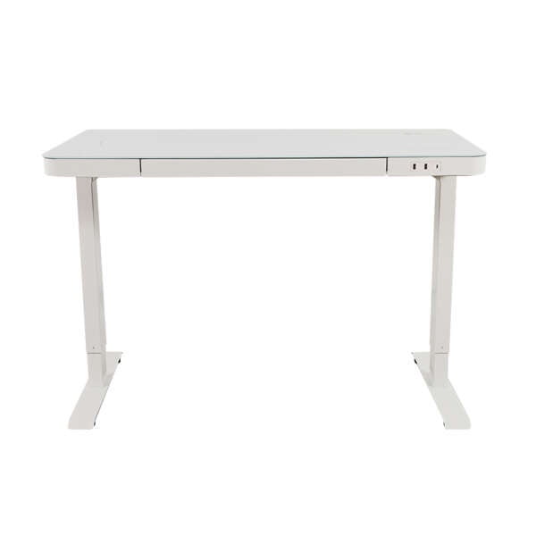 Ergostore - Escritorio Alzable Vidrio Templado 2 Motores Blanco