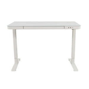 Ergostore - Escritorio Alzable Vidrio Templado 2 Motores Blanco