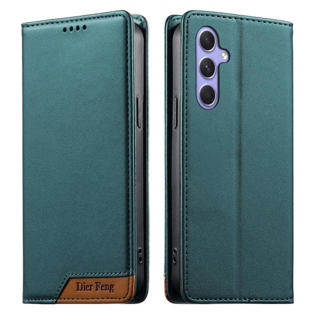 Funda Tipo Cartera de Cuero Sintético para Samsung Galaxy A54 5G Bloqueo RFID, con Ranuras para Tarjetas y Bolsillo para Efectivo, Cierre Magnético Fuerte Verde