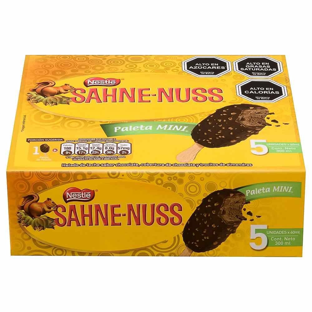 Helado Paleta Chocolate Mini Caja 5 Un x 60 ml Sahne Nuss