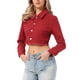 thumbnail image 4 of INSPIRE CHIC Chaqueta de Mezclilla Recortada Lavada de Primavera Verano con Botones Desgastados para Mujer de Regreso a Clases Roja M, 4 of 6