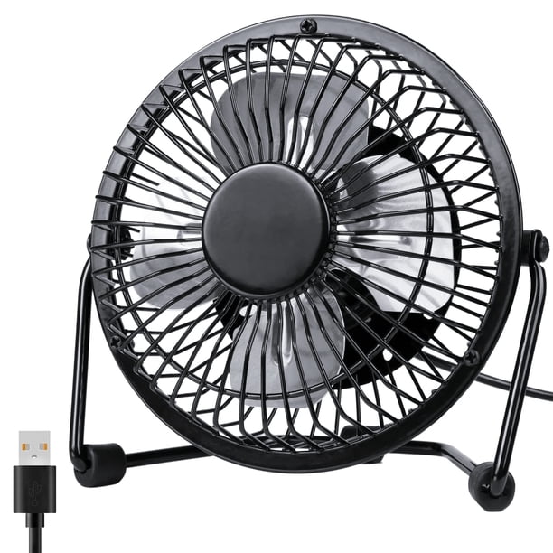 Ventilador de escritorio Zuvas silencioso, pequeño, USB, rotación de 360°, 2 velocidades, 10 cm