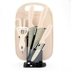 Santú Home & Deco - Set De Cuchillos Con Soporte Y Tabla Para Cortar Beige