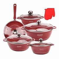 Genérico - 12Pcs Set De Ollas Bateria Ollas Antiadherente Color Rojo