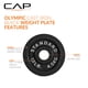 thumbnail image 3 of Juego de pesas CAP Barbell, hierro fundido, negro olímpico, 2,5 kg x2, 5 kg x2, 10 kg x2, 3 of 8