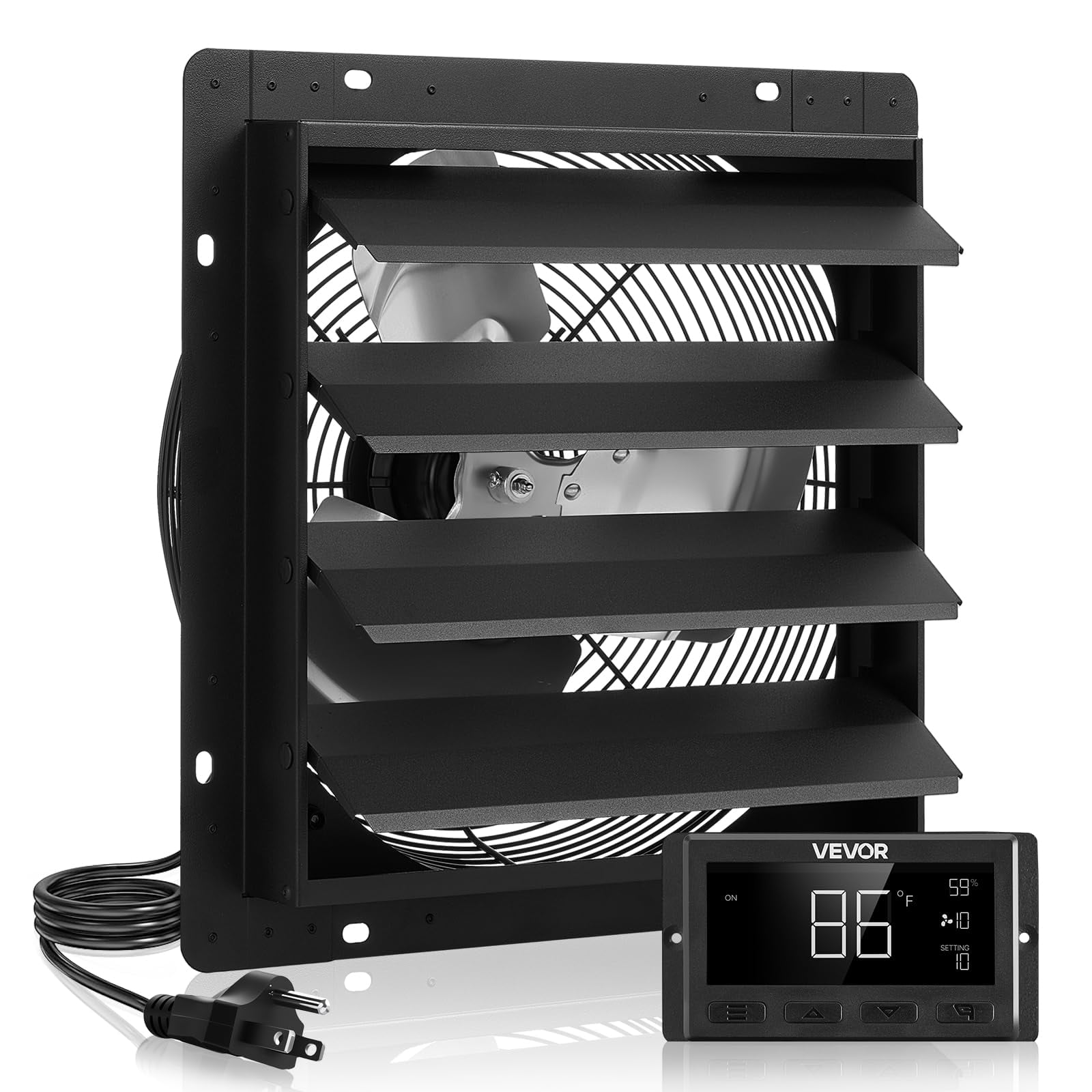 Vevor Ventilador Extractor Con Compuerta De 14" 2000 Cfm, Motor Ec Y Temporizador