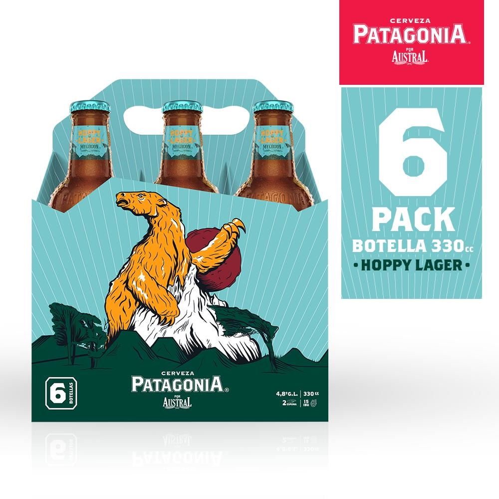 Cerveza Artesanal Patagonia Hoppy Lager 4.8º Pack 6 Botella 6 Un Austral