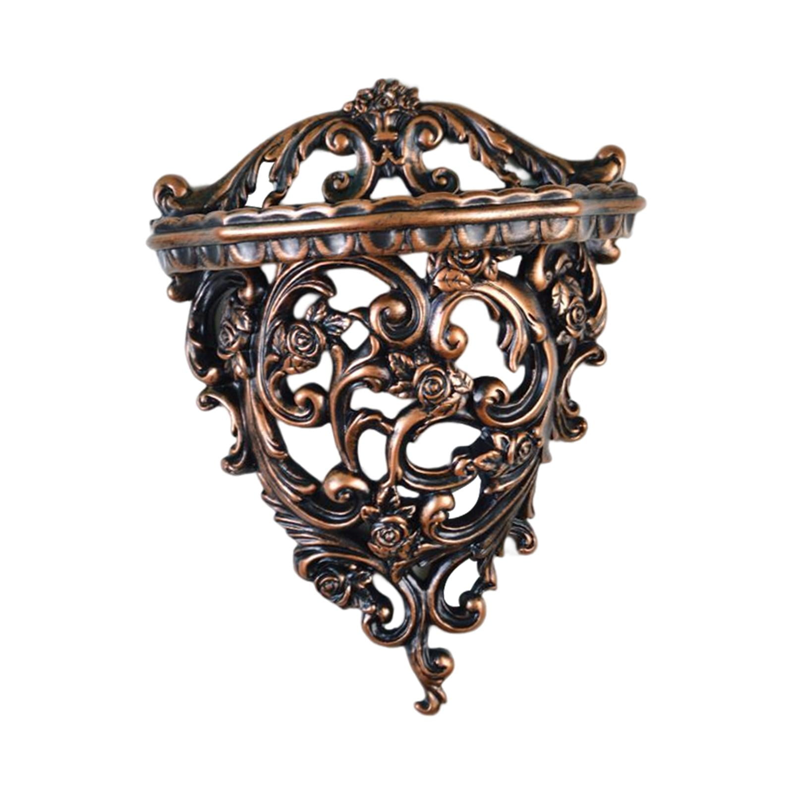 Magideal - Estantes Flotantes Retro, Pieza Central De Arte De Pared, Estantes De Exhibición Decorativos, Soporte De Pared, Estante De Escultura, Organizador De , Bronce S