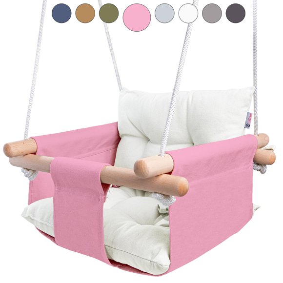 Columpio Cateam de Lona Rosa Bebé 41 × 41 cm con Cinturón de 5 Puntos