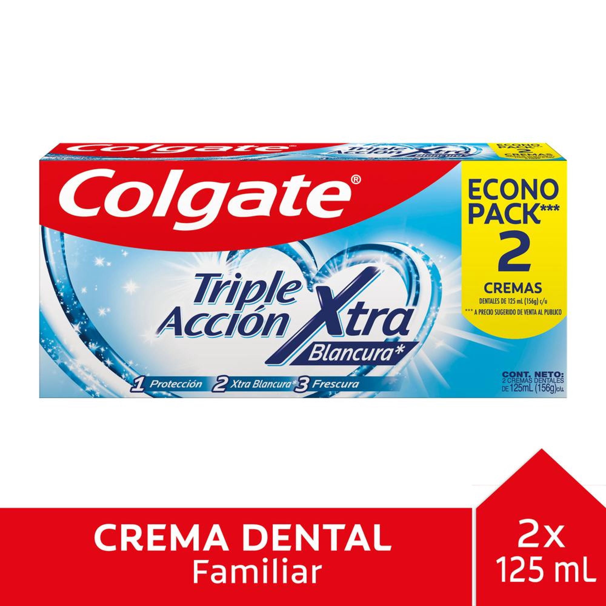 Crema Dental Anticaries Con Flúor Pasta Dental Colgate Triple Acción Extra Blancura