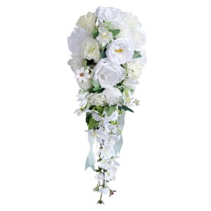 Magideal - Bouquet De Boda Para La Novia Flores Falsas Románticas Elegantes Para Rústica Boda En Cascada Bouquet Nupcial Para Fiesta De Novia De Fiesta