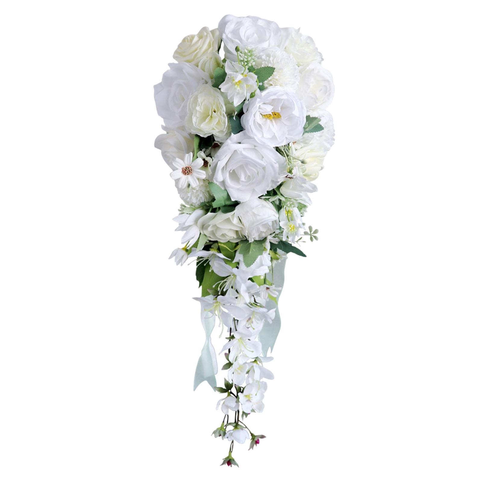 Magideal - Bouquet De Boda Para La Novia Flores Falsas Románticas Elegantes Para Rústica Boda En Cascada Bouquet Nupcial Para Fiesta De Novia De Fiesta