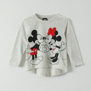 Polera Manga Larga Niña Minnie Corazòn Gris Disney