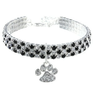 Veat00L - Collar De Mascota De Diamante, Collar De Garra De Vidrio Ajustable Para Bodas, Gatos Y Perros, Cadena De Extensión Ajustable, Diamante De Agua Brillante, Collar De Mascota, S