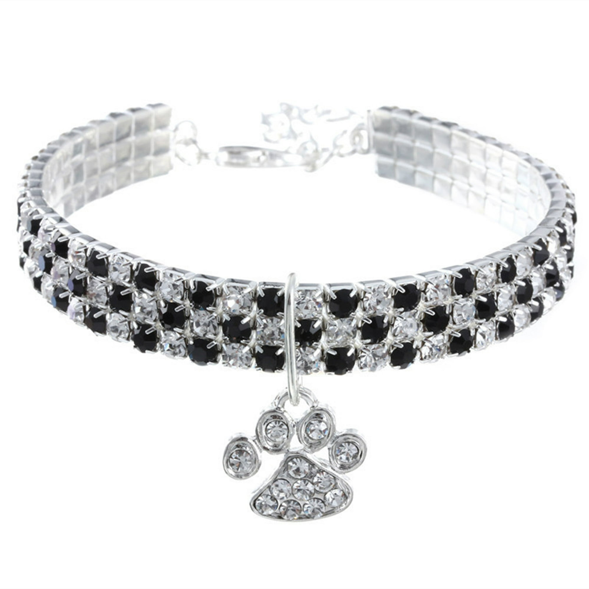 Veat00l - Collar De Mascota De Diamante, Collar De Garra De Vidrio Ajustable Para Bodas, Gatos Y Perros, Cadena De Extensión Ajustable, Diamante De Agua Brillante, Collar De Mascota, S