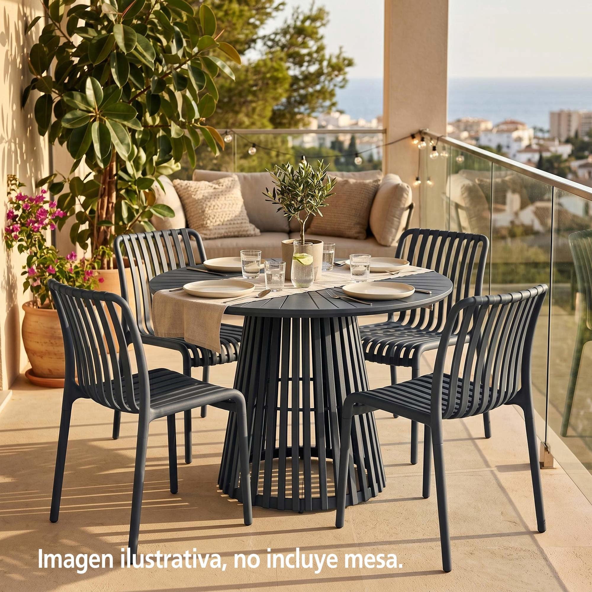 Pack 4 Sillas Terraza Stripes Grafito 47x56x79cm