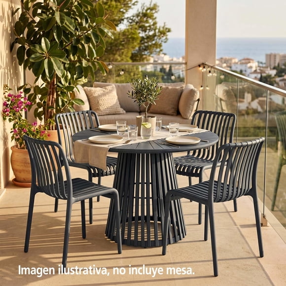 Pack 4 Sillas Terraza Stripes Grafito 47x56x79cm